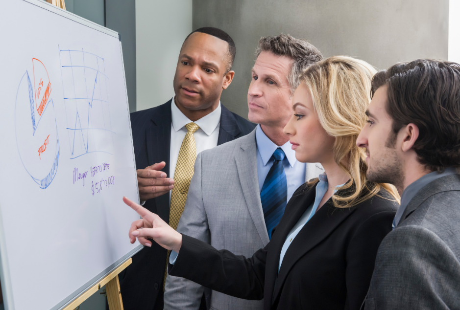 Recruiters in Michigan having a team meeting.