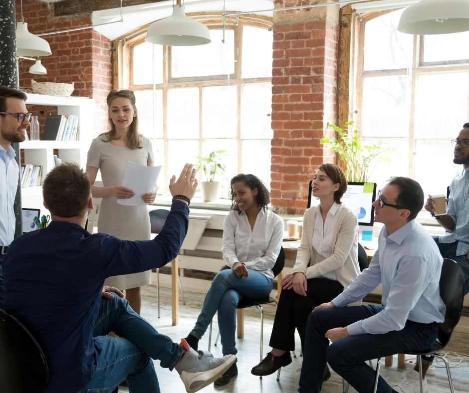 HR consultants promoting mental health awareness in the workplace.